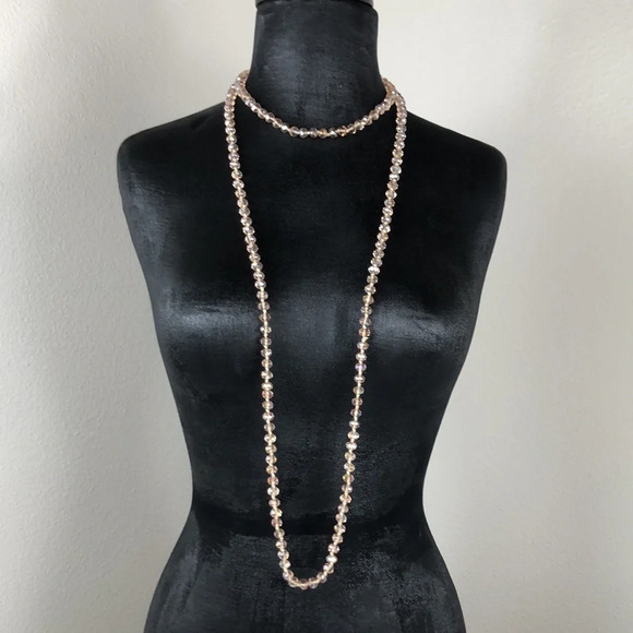 2/$30 Glass Faceted Necklace Aurora Borealis Smoky Sparkle Longline - Picture 14 of 17